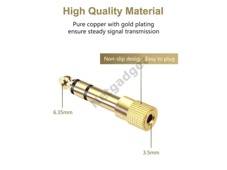 Fiche adaptateur plaqué or 6.35 à 3.5mm - Netgadget