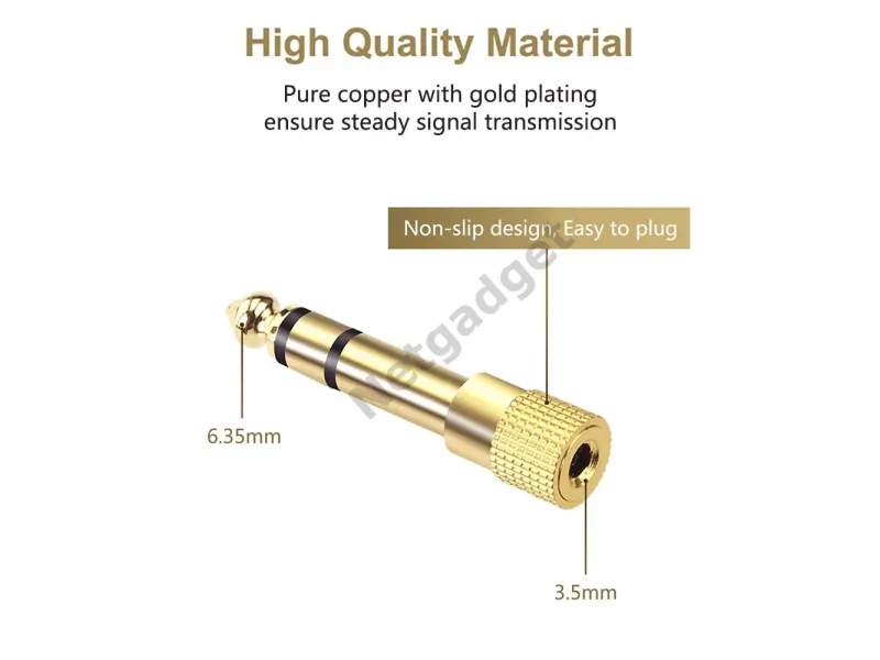 Fiche adaptateur plaqué or 6.35 à 3.5mm - Netgadget