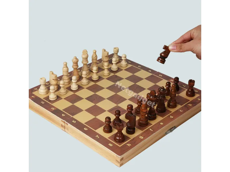 Échiquier en bois - Jeu d'échecs - Netgadget